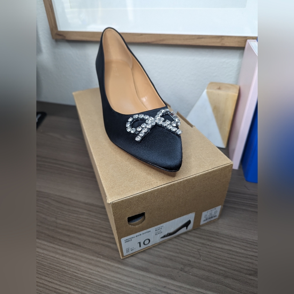 J Crew Crystal Bow Kitten Heels